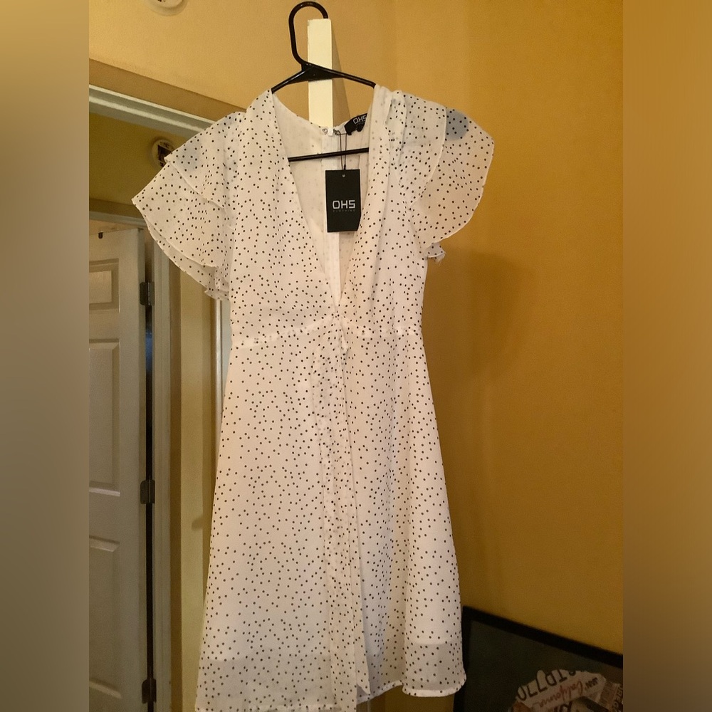 Deep v polka dot dress